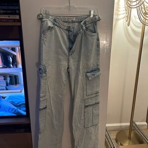 Light Blue Cargo Women Jeans